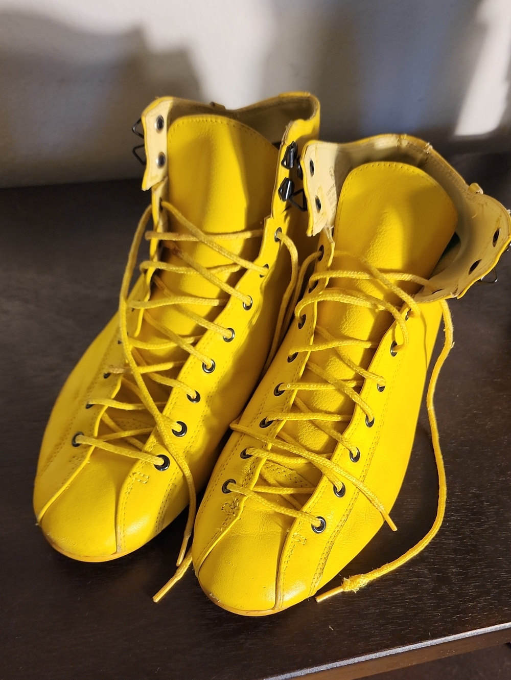 Vintage Brookline Yellow Lace-Up High-Top Sneakers